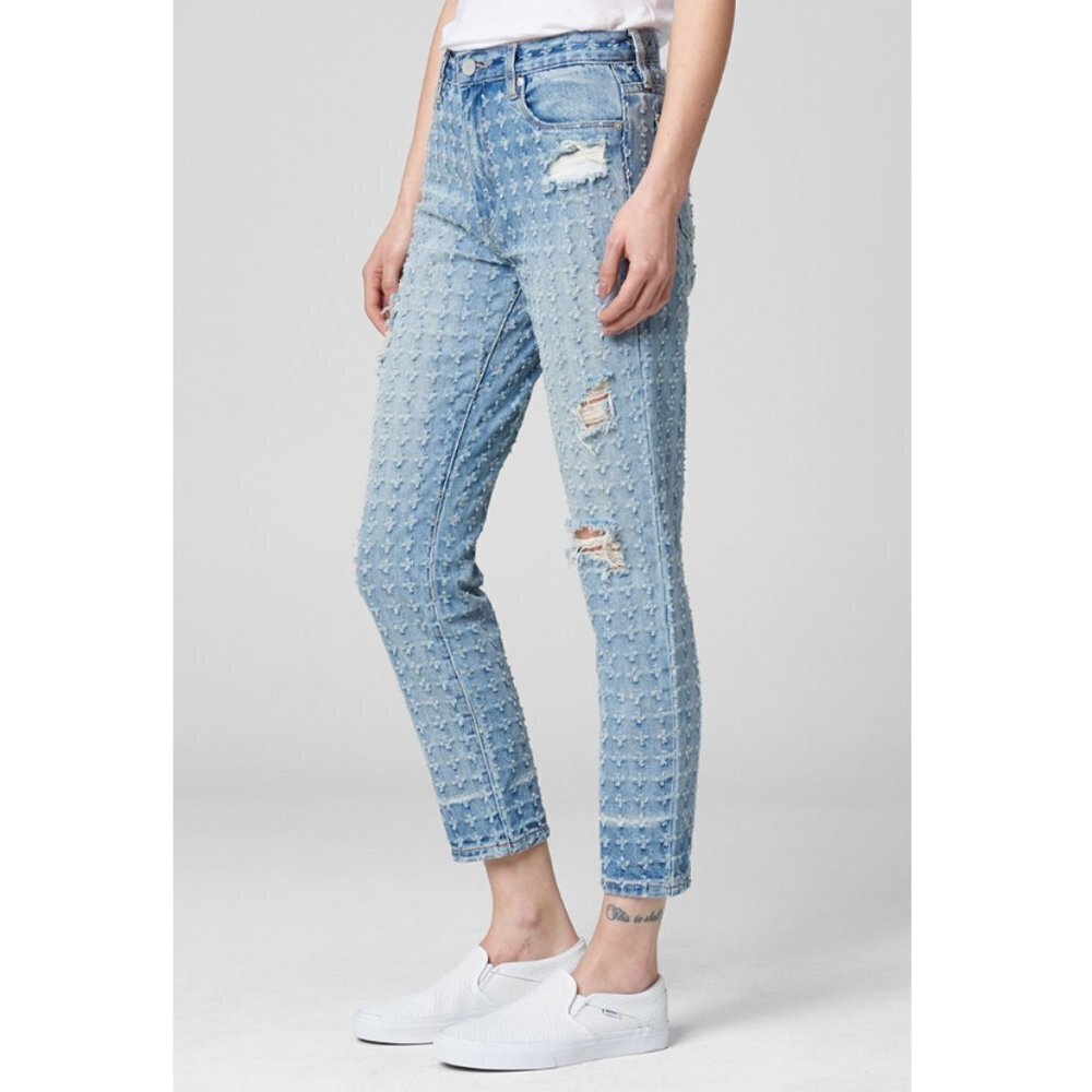 New Anthropologie Blank NYC Punch Line High Waisted Jeans Artsy Quirky Eclectic